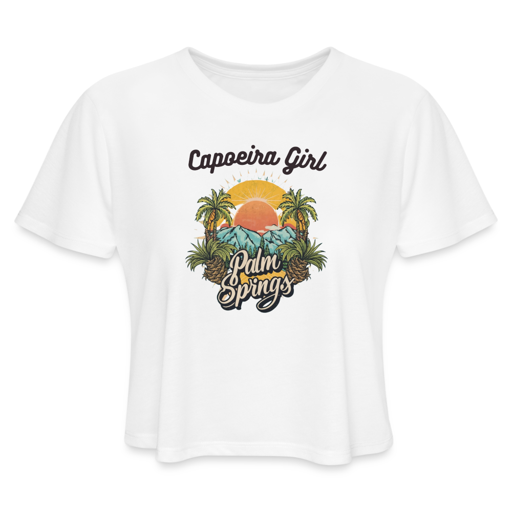 Capoeira Vintage Women's Cropped T-Shirt Palm Springs - white