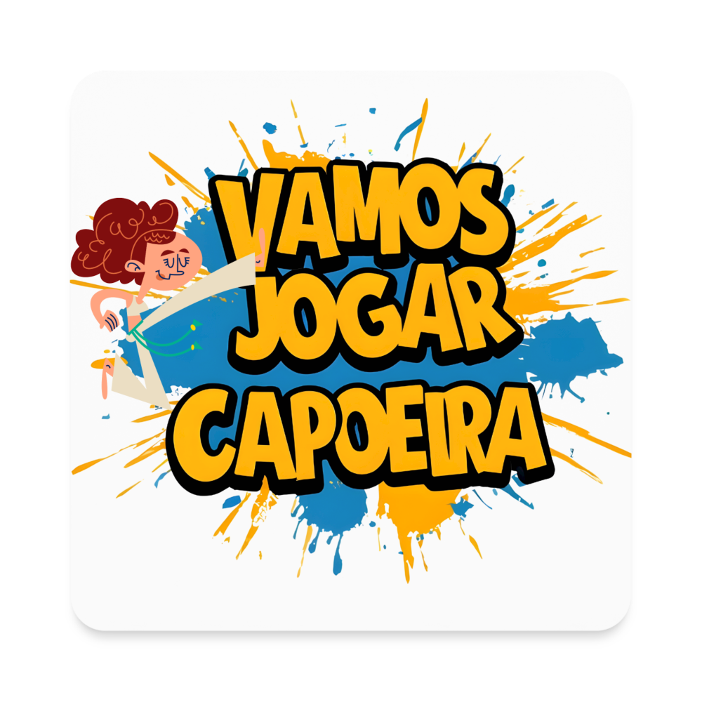Capoeira Vamos Jogar Square Magnet - white