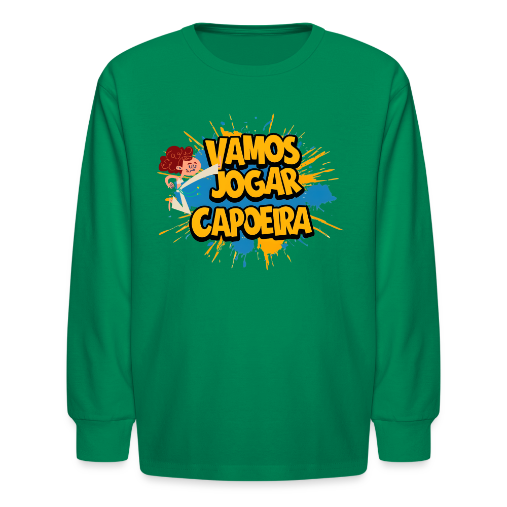 Capoeira Vamos Jogar Kids' Long Sleeve T-Shirt - kelly green