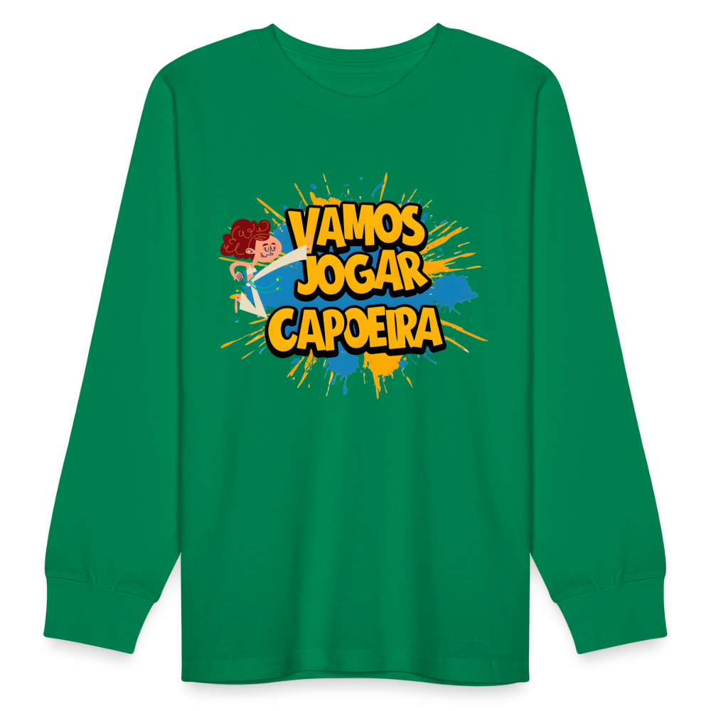 Capoeira Vamos Jogar Kids' Long Sleeve T-Shirt - kelly green
