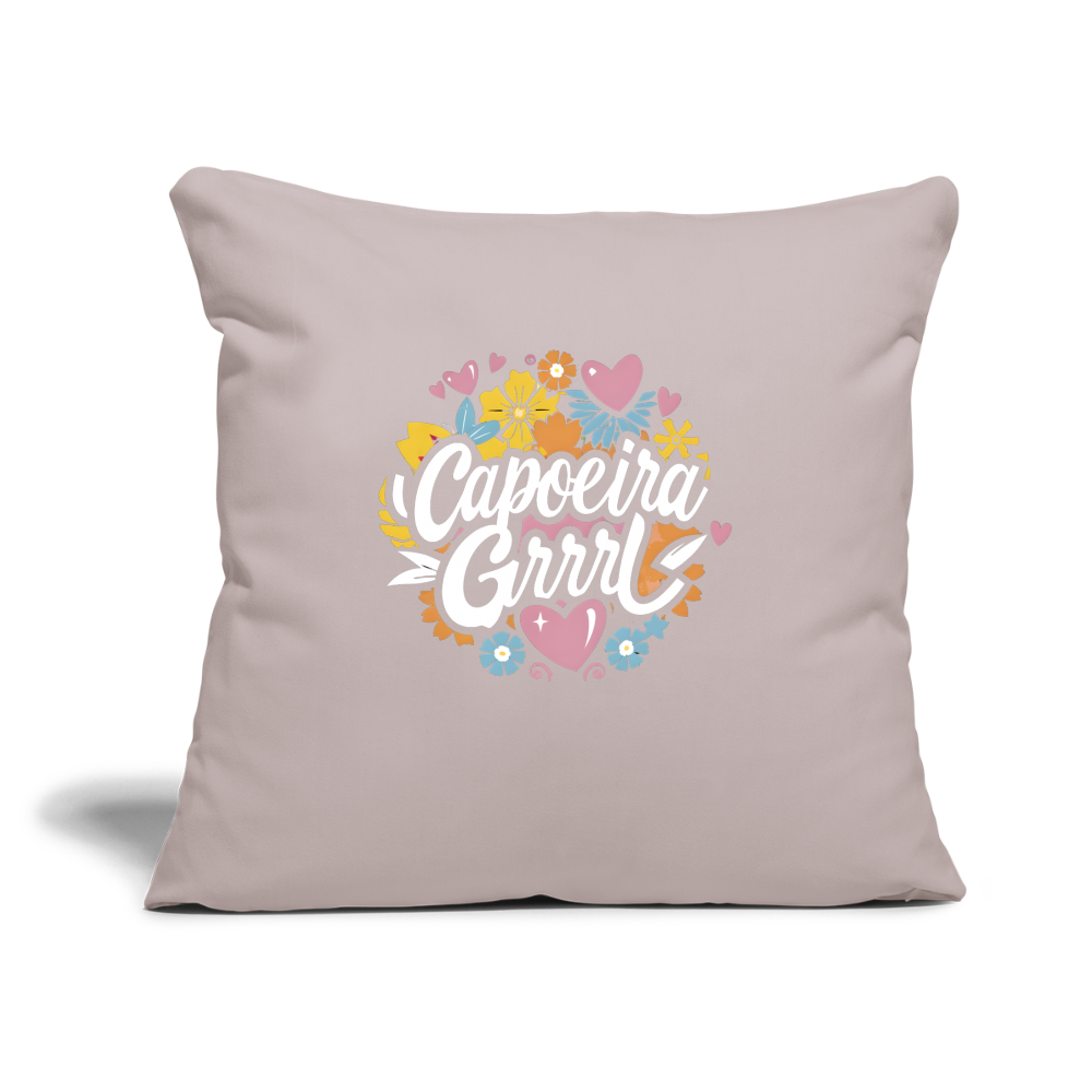 Capoeira Grrrl Throw Pillow Cover 18” x 18” - light taupe