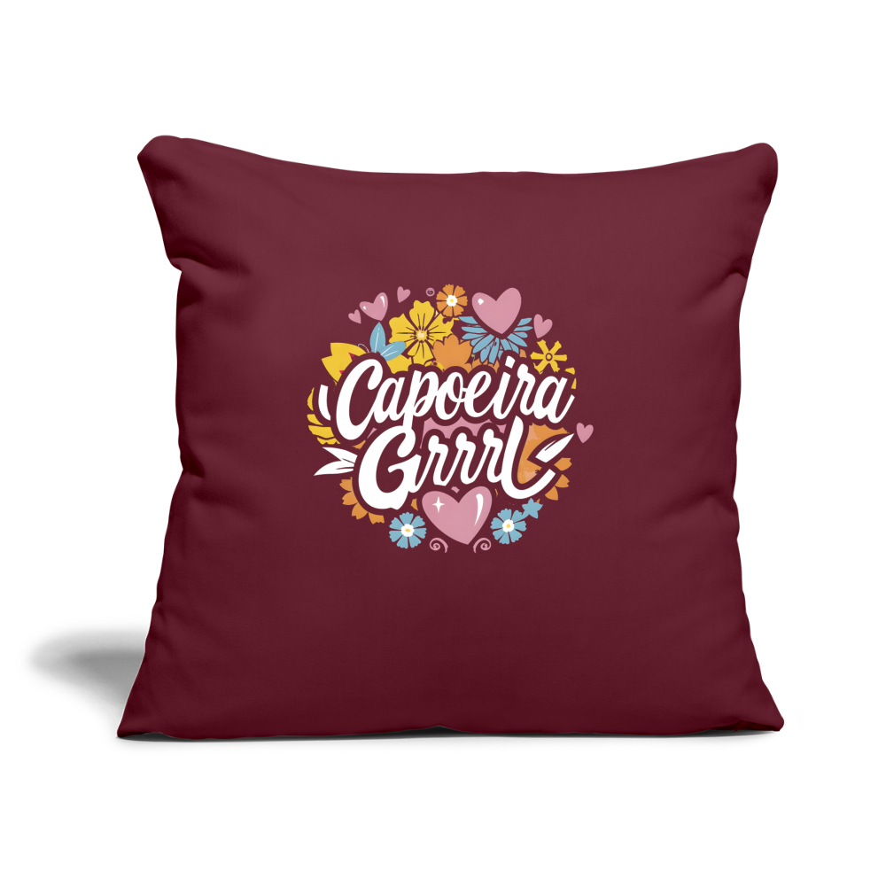 Capoeira Grrrl Throw Pillow Cover 18” x 18” - burgundy