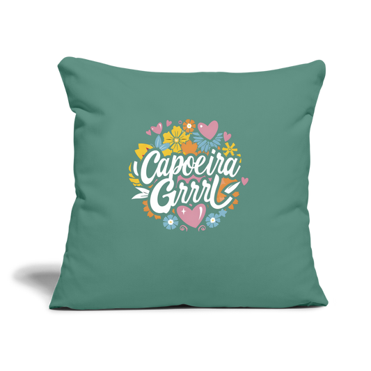 Capoeira Grrrl Throw Pillow Cover 18” x 18” - cypress green