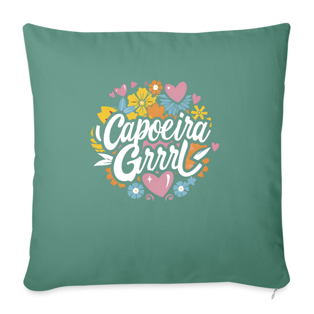 Capoeira Grrrl Throw Pillow Cover 18” x 18” - cypress green